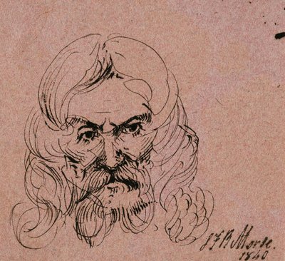 Sketch of Head of a Bearded Man with Long Hair by Samuel Finley Breese Morse